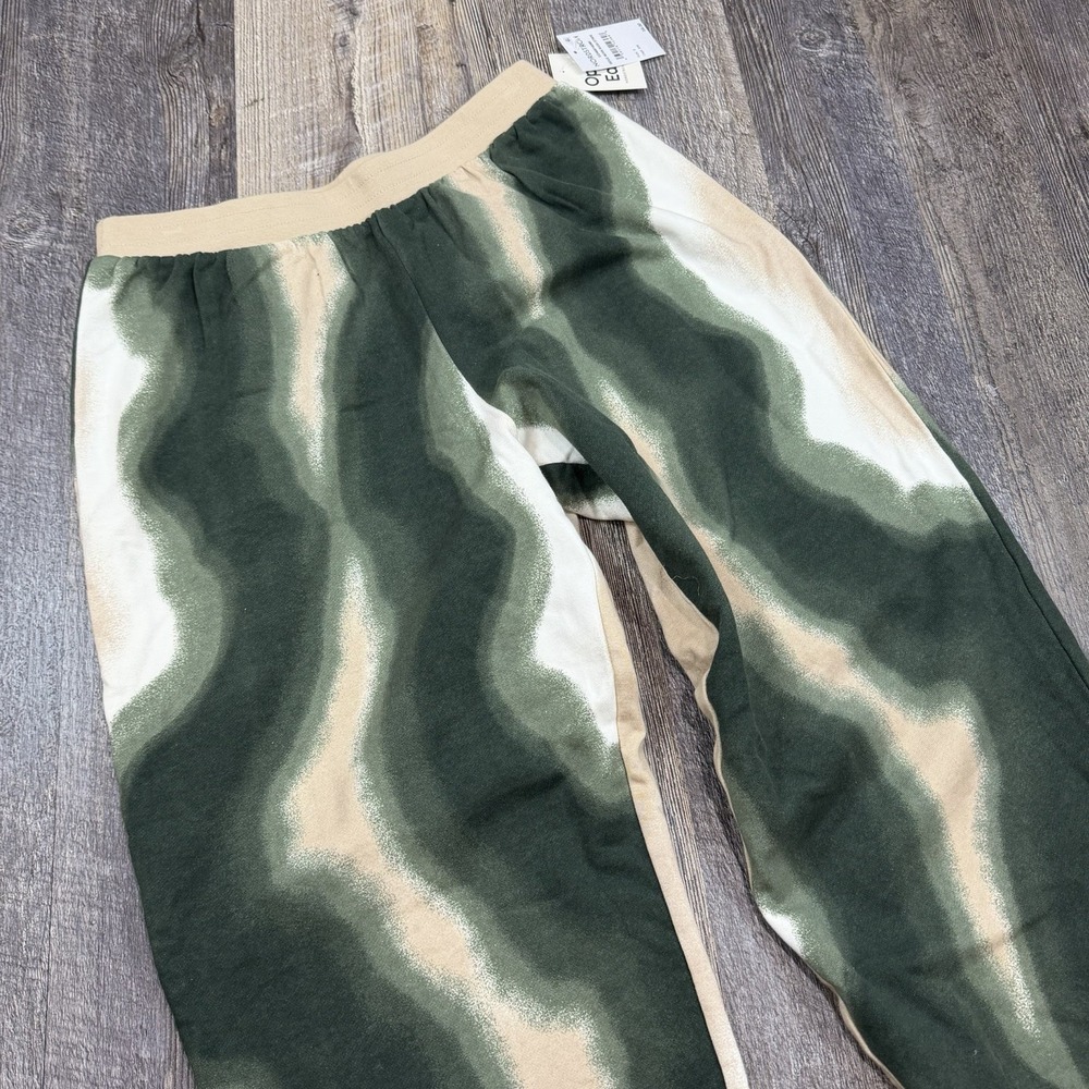 Open Edit Nordstrom Jogger Sweatpants Green Beige Abstract Stripe Womens S NWT - Picture 3 of 13